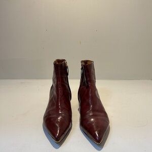 TORY BURCH Ankle Boots Burgundy Red Leather